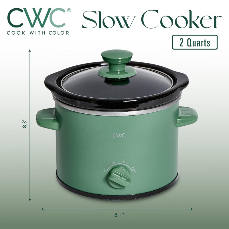 COOK WITH COLOR 2QT Mini Electric Round Slow Cooker -