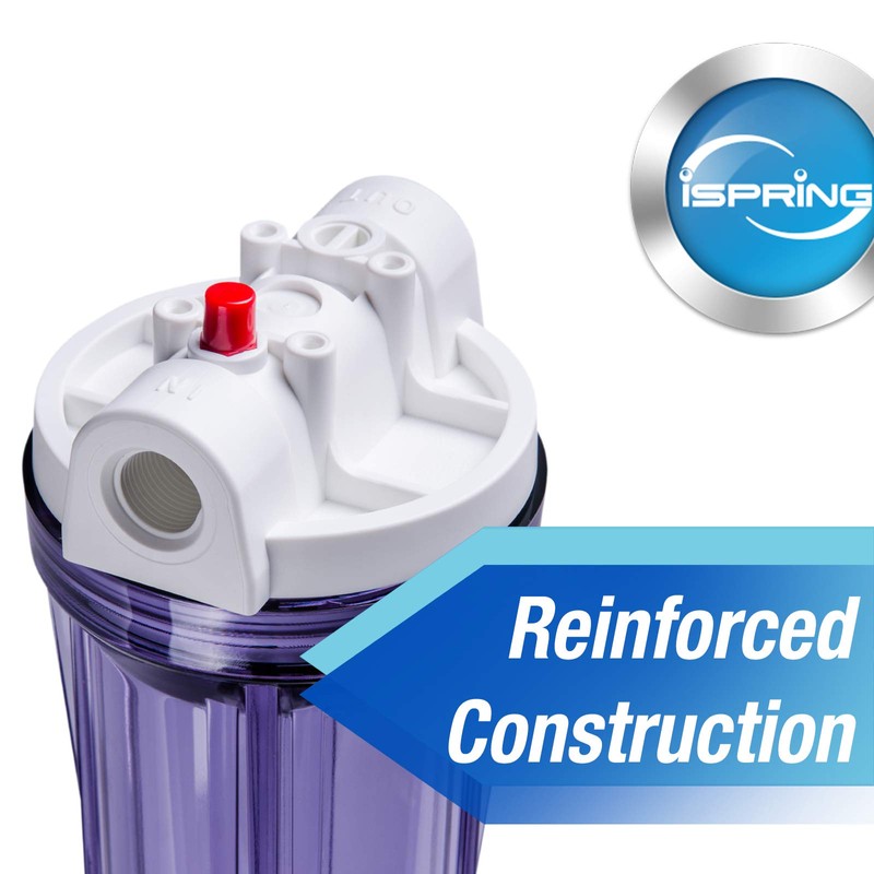 Ispring Hc14X2 Transparent Water Filter Housings 10Inch 1/2Inch Inlet/Outlet, Ro/Aquarium,