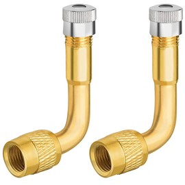 バイク 空気入れ アダプター バルブ延長チューブ バイク用エアーバルブ 90°エクステンション L型 真鍮 エアバルブ 原付バイク用 米式バルブ バイク/自転車/トラック/電気自動車/自動車用 （2個入り）