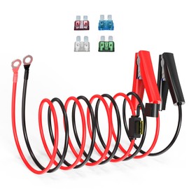 ELFCULB 10AWG 5FT Battery Alligator Clips to O Ring Terminal Harness,Quick Disconnect Cable with 5 Fuse for Inverter Car Battery Charging