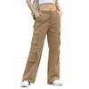 Women 8 Pockets High Waisted Cargo Pants Wide Leg Casual