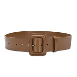 LumiSyne Women Wide Leather Belt Classic Solid Color Large Square Buckle Retro Cinch Belt High Waist Belt For Dress Overcoat