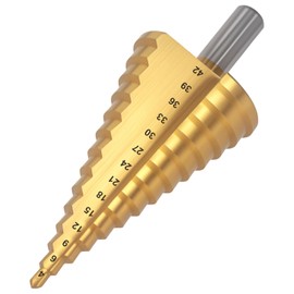 Step Drill, 14 Steps Drill Bit 4-42 mm / 0.16-1.65 Inches, Spiral Groove High Speed Steel Taper Drill Bit for Wood, Plastic, Metal, DIY Peeling