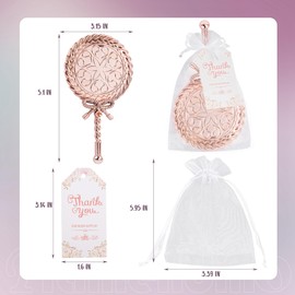 Framendino, 20 Pack Gold Bow Round Compact Mirror Handheld Bulk with Thank You Tag and Organza Bag for Wedding Party Favors Bridal Shower