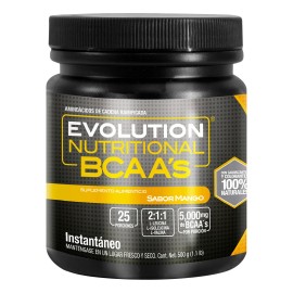 Evolution nutritional Bcaas - Aminoácidos (leucina:isoleucina:valina ) De 500 G Sabor Mango