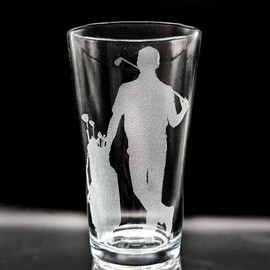GOLFER & HIS BAG Engraved Pint Beer Glass | Great Drinking Gift Idea for Golfers and Golfing Enthusiasts!
