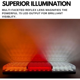 75 LED Truck Rectangle 3 Color Tail Light Bar Waterproof Turn Signal Brake Reverse Running Taillight for Truck Boat Trailer Pickup RV Camper UTV UTE Vans (2PCS) 12V
