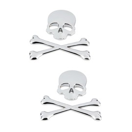 GALPADA 2 Piezas Autocaravana Pegatinas Accesorios para Autos Calcomanías De Pegatinas De Coche De Calavera Emblema del Cráneo Emblemas De Coche Pegatina Pirata 3D Cromo Cuerpo Pegatinas