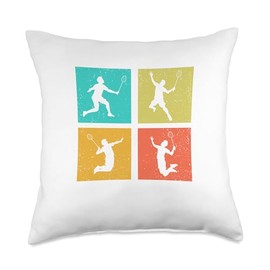 Badminton Graphic Badminton Player Shuttlecock Sports Smash Throw Pillow