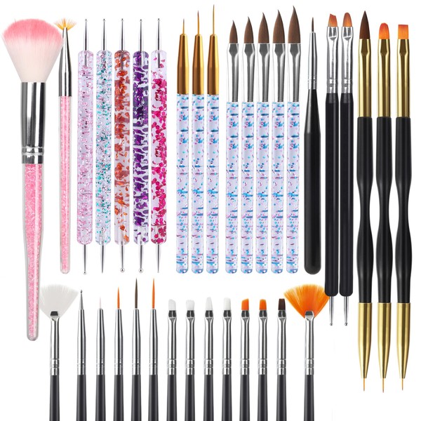 Artdone 35pcs Nail Art Pens brushes,Nail Art Tool Set,Nail Dotting