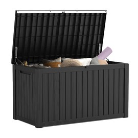 Mars Villa 180 Gallon Outdoor Storage Box Waterproof, Extra Large Resin Deck Box, Outside Storage Bin for Patio Furniture Cushions, Pool Supplies, Sports Gear, UV Resistant and Weatherproof, Black