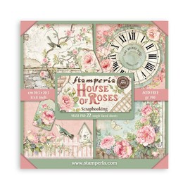 Stamperia - Scrapbook Paper Pad for Scrapbooking, Albums, Card Making, Bullet Journalling and More, Acid Free, Single Face, Perfect for Hobbies, Crafts, and Gifting (House of Roses) (20.3 x 20.3 cm)