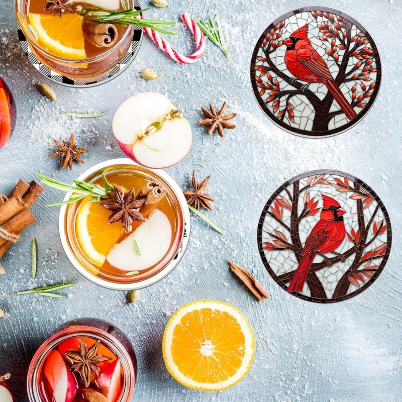 Dragonfly and Lotus 4 Pcs Ceramic Coasters for Drinks Absorbent