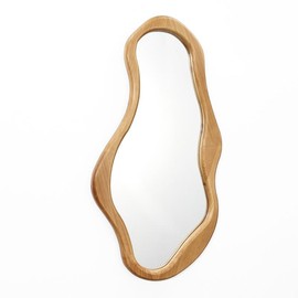 LuxenHome Flow Wood Frame Oval Wall Mirror