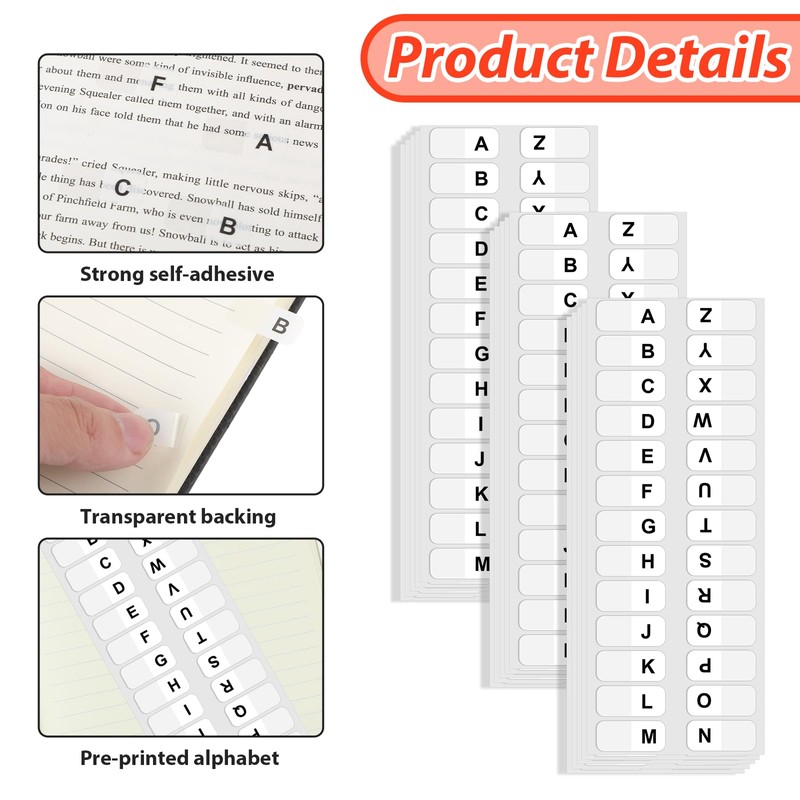 A-Z Sticky Tabs, Alphabet Tabs Self Adhesive A-Z Tabs Indexes