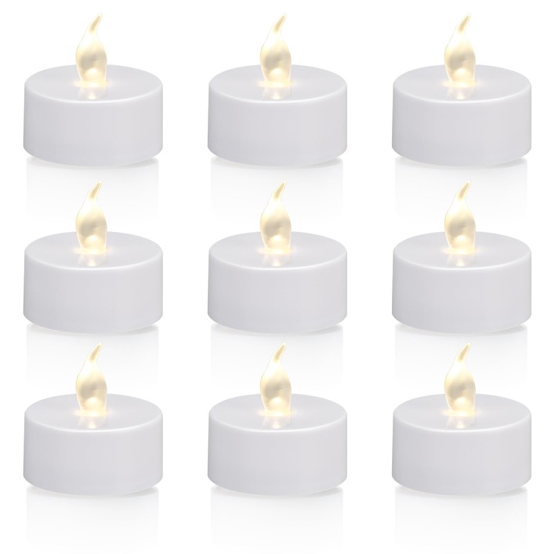 KOABY 12/24/50 Pack LED Tea Lights with 6H Timer, Auto