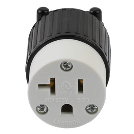 USA 3-Prong Male AC Plug, UL Nema 5-20R 3 Pole Straight Blade DIY Rewirable AC Socket, 20A 125V USA 3Pin AC Connector, Nema 5-20R Female US 3Pole AC Power Receptacle, Black