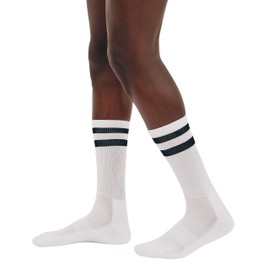 Organic Basics Unisex Core Stripe Crew Socks 2-pack, White/Black, 10-12
