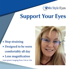 In Style Eyes Blue Light Blocking Computer Reading Glasses - Classic Browline Frame Reader Glasses with Aspheric Lens - Brown - 2.0x