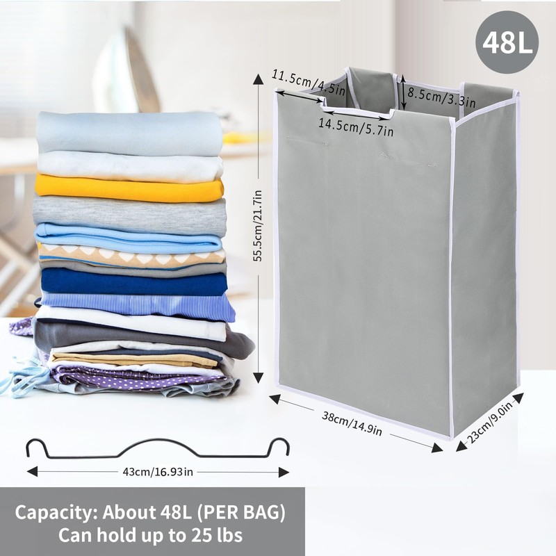 Jhua 3 Pack Large Laundry Sorter with 6 Handles, 600D