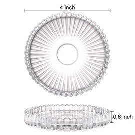 Elsjoy 12 Pack 4 Inch Glass Pillar Candle Holder Plate, Round Clear Glass Candle Tray Ribbed Pillar Candle Coaster, Modern Pillar Candle Dish Small Candle Stand for Wedding, Party, Table Centerpiece