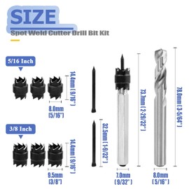 Mesee HSS Spot Weld Cutter Kit, 3/8" & 5/16" Double Sided Rotary Spot Weld Cutter Drill Bit Tool Sheet Metal Hole Cutter Remover for Power Drill Spot Welding