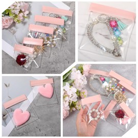 36 Pcs Clear Jewellery Bags EVA Plastic Jewelry Pouches Resealable Pink Pouches Anti Tarnish Bags for Women Ring Earing Chain Necklace Bracelet Wrist Watch No Yellowing (4 Mix Sizes)