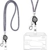 Crystal Lanyard Necklace with Transparent ID Card Holder and Key