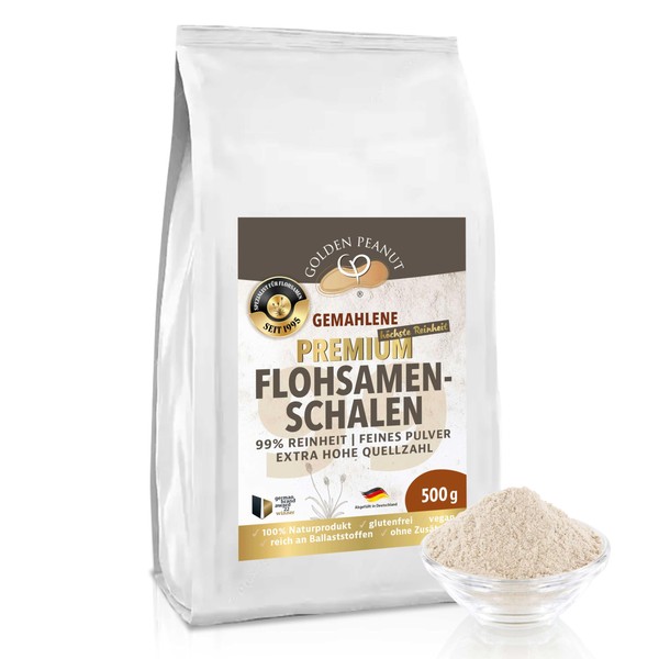 GOLDEN PEANUT Flohsamenschalen Pulver 99% 2 x 500 g Psyllium