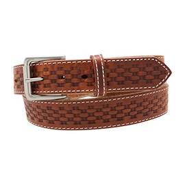 Yourtack Men's Basketweave Embossed Work Belt 1 1/2" oiled & waxed work belt. Brown, Size 32
