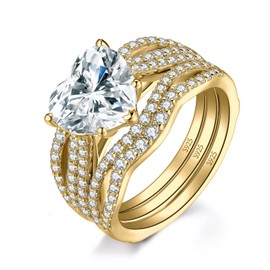 JewelryPalace Love Heart 3ct Cubic Zirconia Solitaire Ring Women's Engagement Rings Silver 925 Promise Ring Women Wedding Ring Simulated Diamond Front Ring Band Rings Set Jewellery Rose Gold Gold,