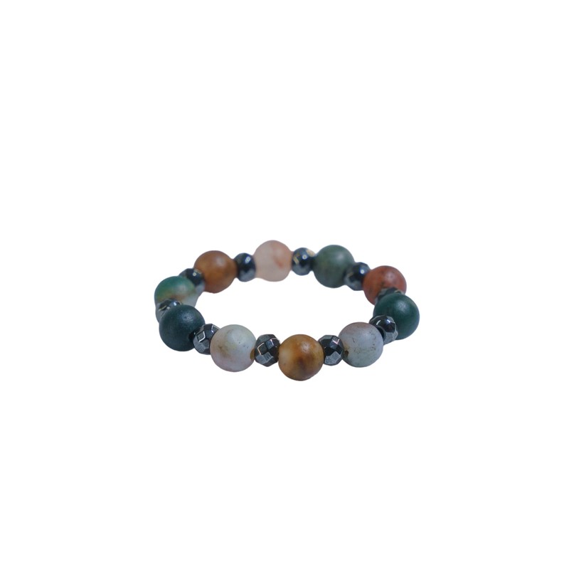 "MAC RING” (Ocean Jasper & Hematite) Natural Gemstone Healing Ring