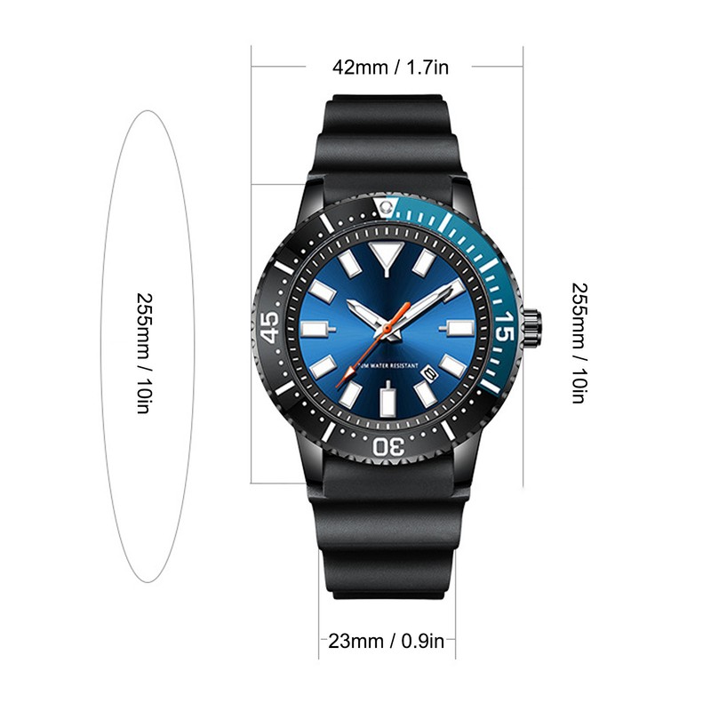 Rotating Bezel Watch Luminescent Automatic Date Analog Display Calendar Waterproof