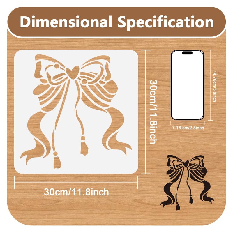 2 Pack Silk Bow Stencils for Painting on Wall 30