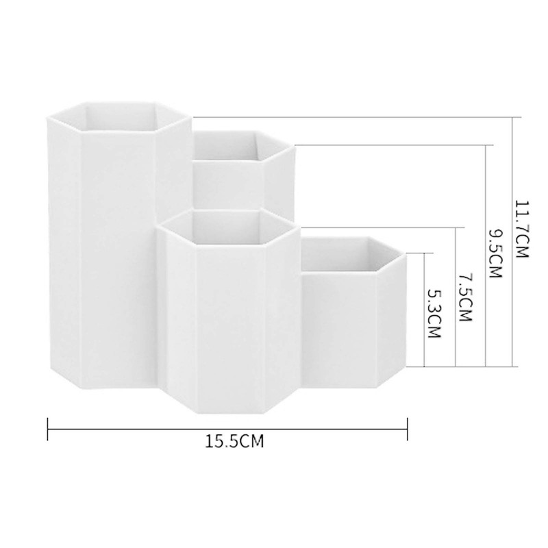 TaimeiMao Plastic Pencil Box, Hexagonal Pen Holder White, Stationery Pen