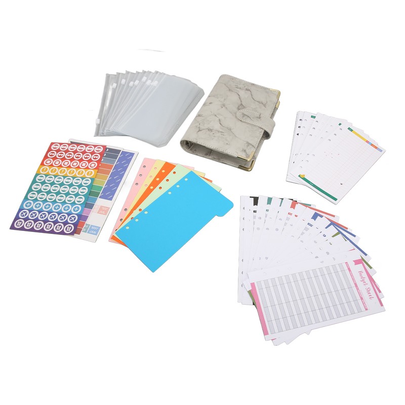 Budget Binder with Cash Envelopes PU Leather Marbling A6 Money