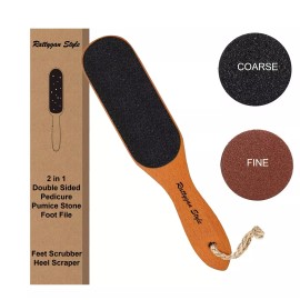Rattygan Style Pedicure Foot File, Wooden Pedicure Feet Scrubber with Handle