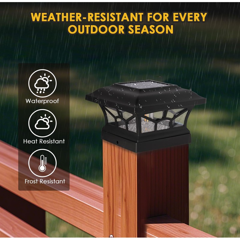 DAMAYCA 4 Pack Solar Post Cap Lights Outdoor Waterproof, Fits