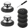 Steel Wool Scrubber with Handle: 7Pcs Stainless Steel Scrubber Brush