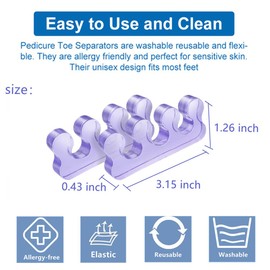 ZaxSota Toe Separators for Bunion Pedicure, Gel Material Toenail Dividers, Repeatable & Washable Toe Spacers for Nail Polish, Orthopedic Bunion Correction, Easy Finger & Toenail Polish Grooming Tools