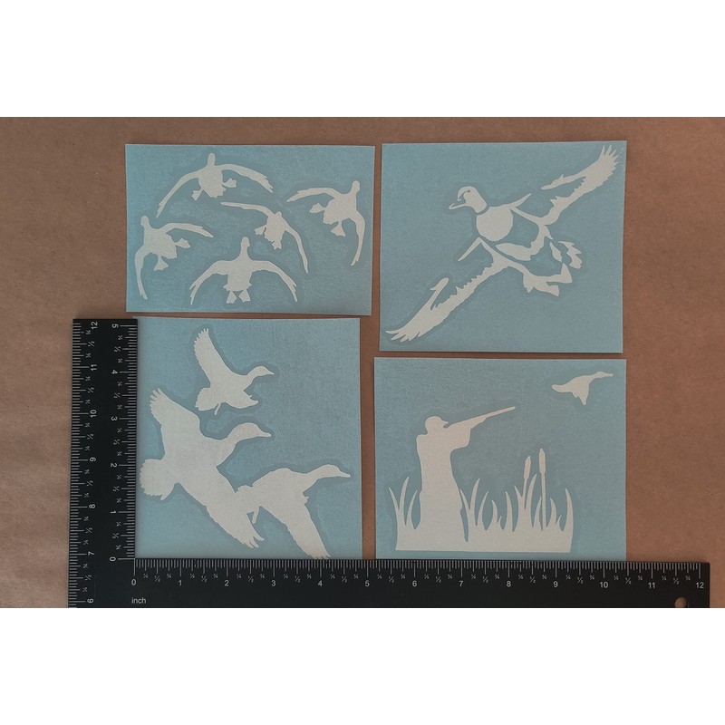 Duck Hunting Decals 4 Pack: Ducks Landing, Detailed Duck, Flying,