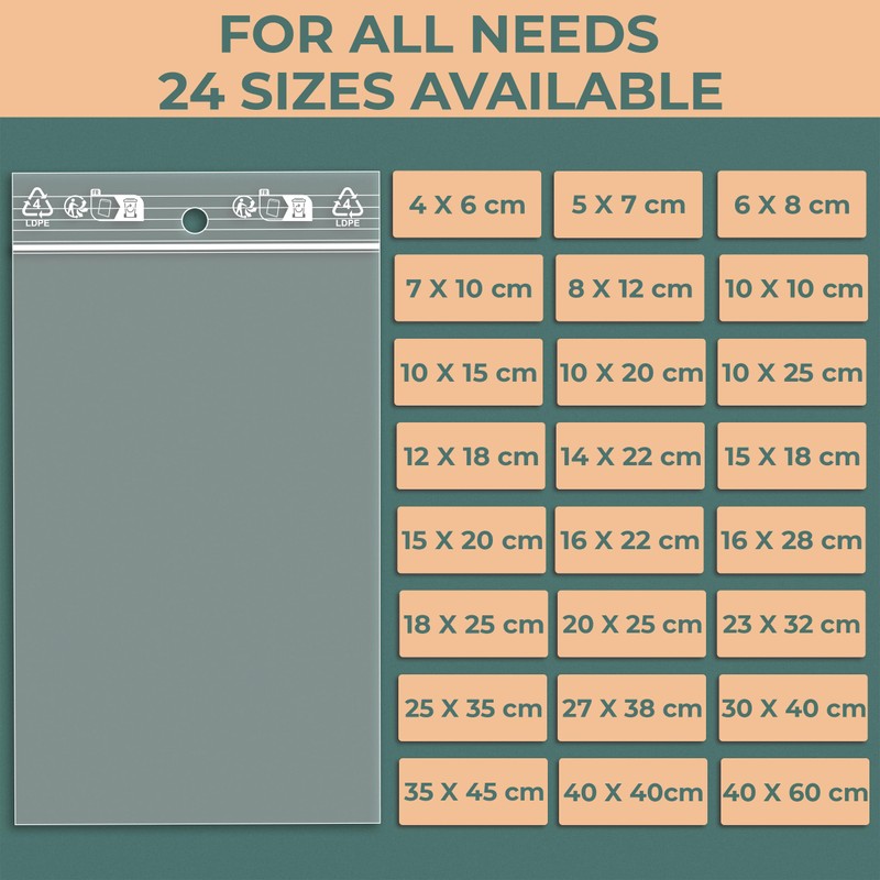 Zip Bags - Plastic Bags Lockable - 24 Available Sizes