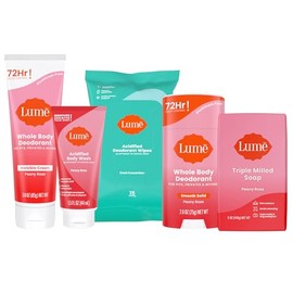 Lume- Desodorante corporal completo para mujeres y hombres - Paquete de inicio - Barra sólida, tubo de crema invisible, B acidificado