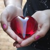 Ca D Oro Medium Red Heart Glass Paperweight Hand Blown