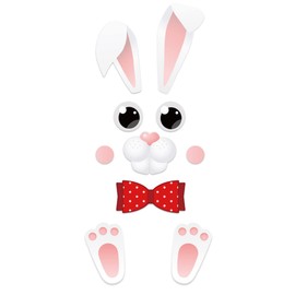 ROCWOHO 40 PCS Happy Easter Door Stickers Decor - Bunny, Easter, Flowers - Pink, Cartoon Style - Waterproof - Indoor Use - Door, Window, Refrigerator Decor