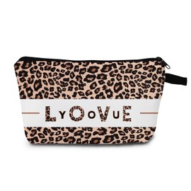 MoCaliduccious Leopard Print Makeup Bag Animal Motif & Love You Cosmetic Bag Leopard Print Birthday Gifts for Birthdays Christmas Fashion Enthusiasts Travel Organizer for Women Mom Teen