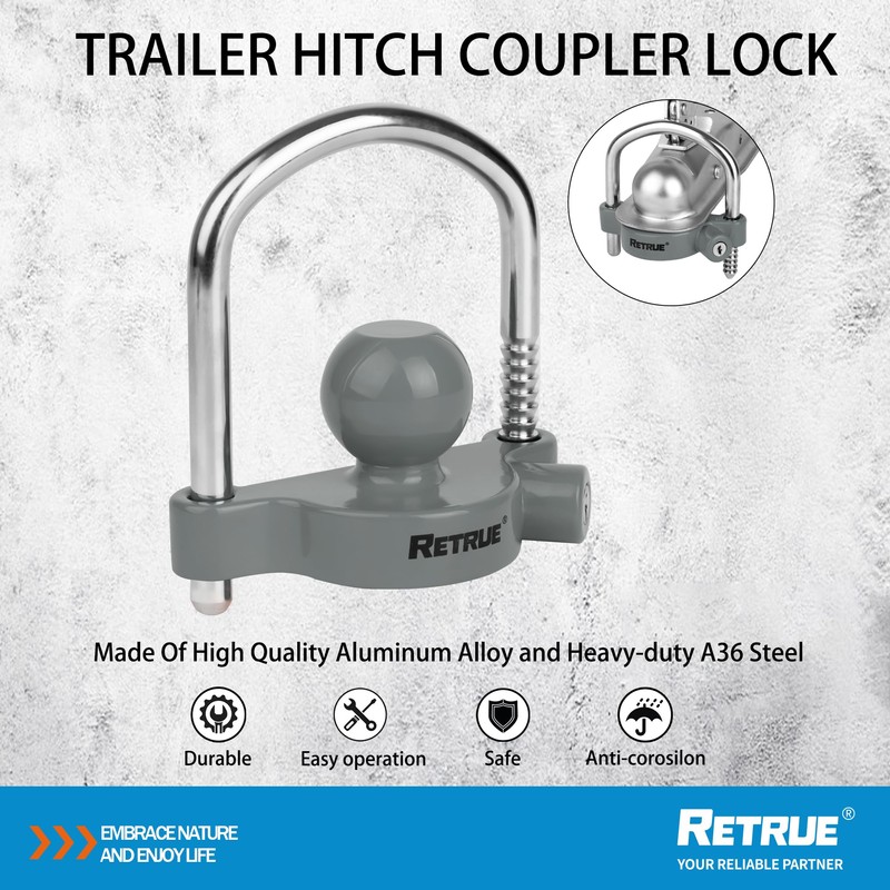 RETRUE Universal Coupler Lock Trailer Locks Ball Hitch Trailer Hitch