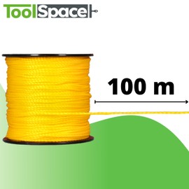 ToolSpace Mason's Cord Construction Cord – 100 m x 1.6 mm – Yellow – Polypropylene Silk – Guide Cord – Plumb Line – Strength Paving Cord – Durable & Tear-Resistant – Mason's Cord for Spirit Level