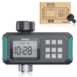 2WAYZ Water Timer for Hose - Automatic Sprinkler Timer with Heavy Duty Threads - 3/4-Inch Inlet and Outlet Swivel Connection - Water for Garden Hose with Rain Delay Options - Green