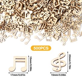 Bofanze Pack of 500 Wooden Musical Note Decoration Confetti Wooden Confetti Wooden Scatter Decoration Christening Music Note Confetti Wooden Table Decoration Confetti for Boys Girls, Graduations,